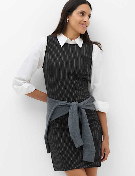 Pinstripe Mini Shift Dress