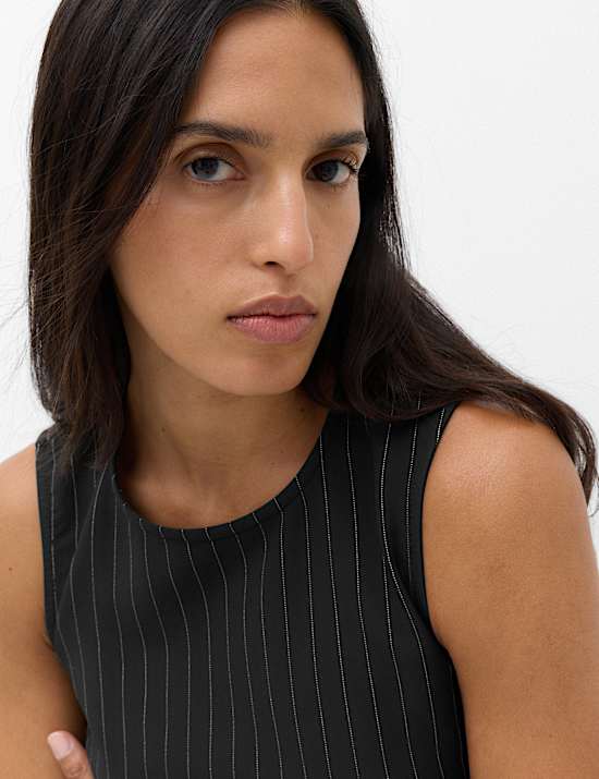 Pinstripe Mini Shift Dress