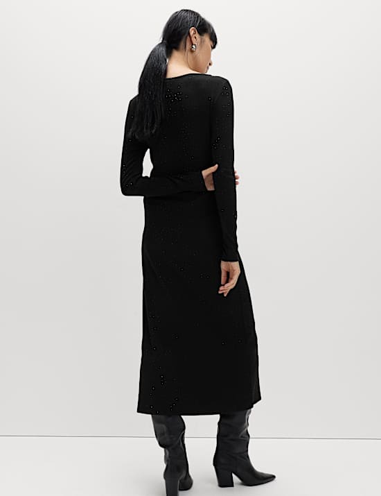Cotton Rich Jersey Sparkly Midi Column Dress