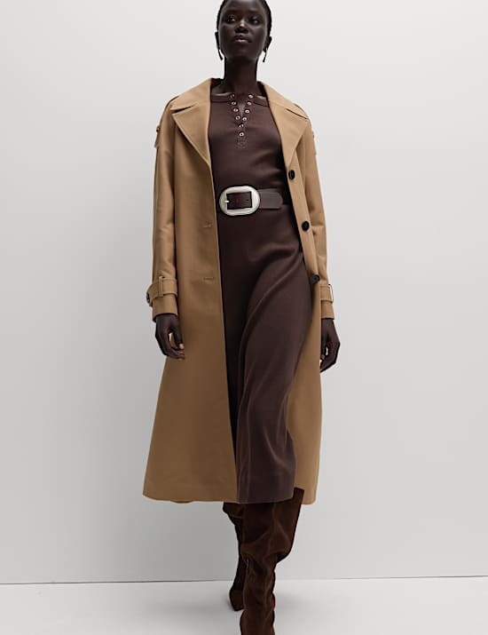 Cotton Rich Jersey Ribbed Midi Column Dress