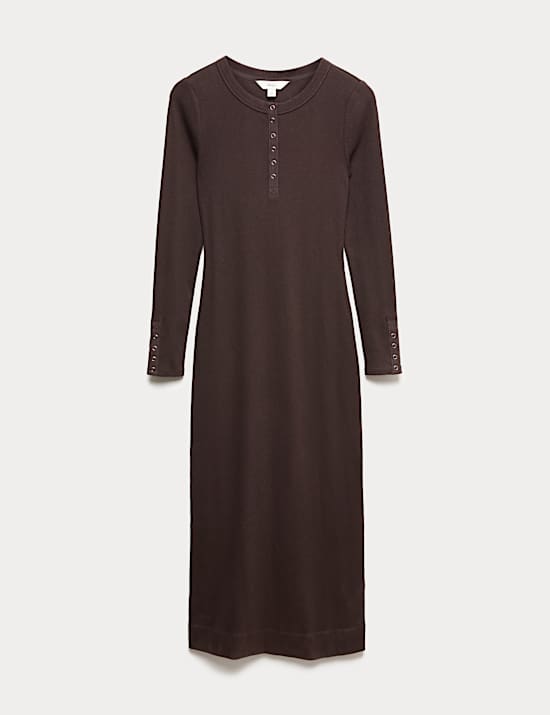 Cotton Rich Jersey Ribbed Midi Column Dress