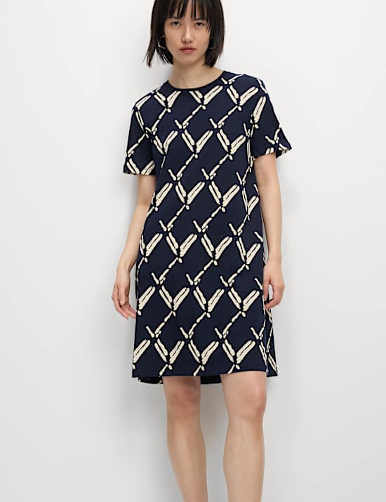 Mini-T-shirt-jurk van zuiver katoen met print