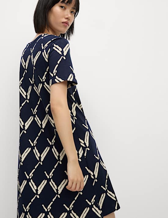 Mini-T-shirt-jurk van zuiver katoen met print