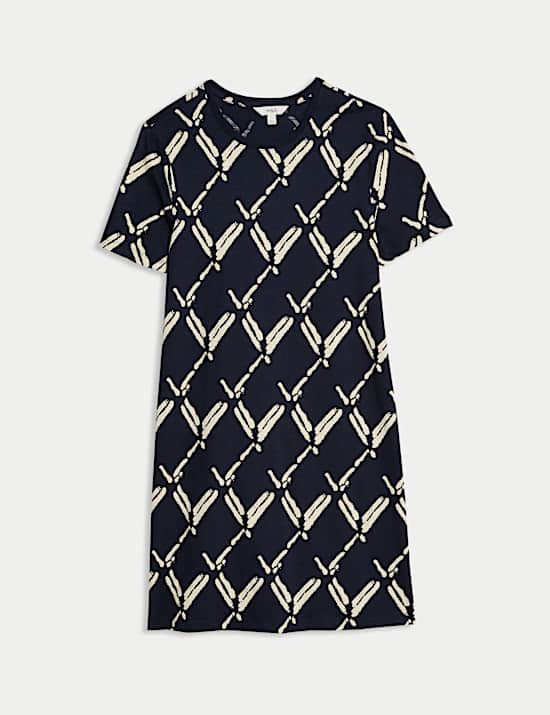 Mini-T-shirt-jurk van zuiver katoen met print