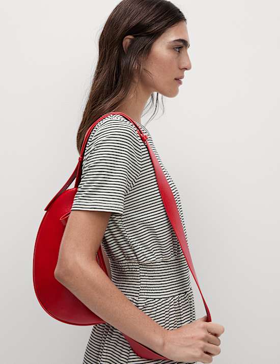 Pure Cotton Striped Midi Shirred Dress