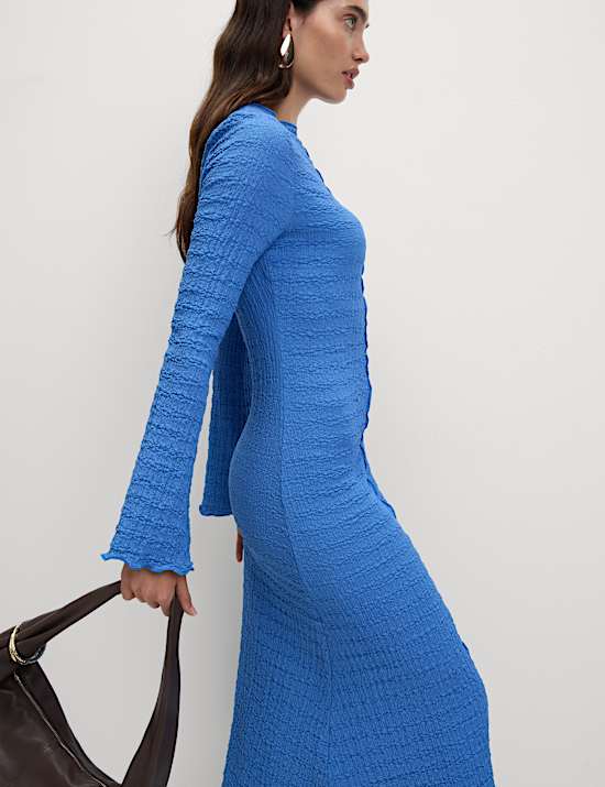 Jersey Textured Midi Skater Dress