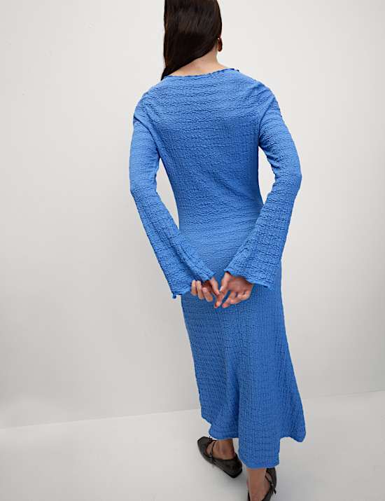 Jersey Textured Midi Skater Dress