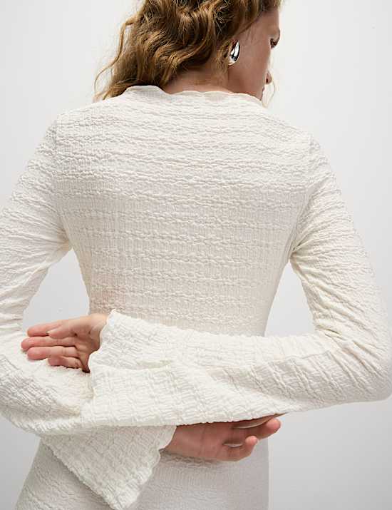 Ζέρσεϊ εβαζέ μίντι φόρεμα skater με ανάγλυφη υφή