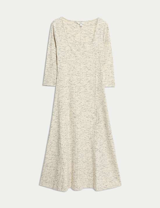 Cotton Rich Jersey Ribbed Midi Skater Dress