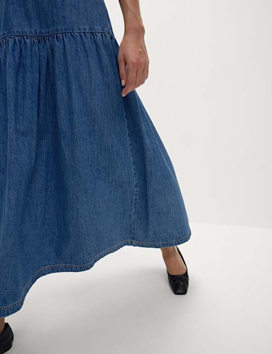 Denim Midaxi Drop Waist Dress