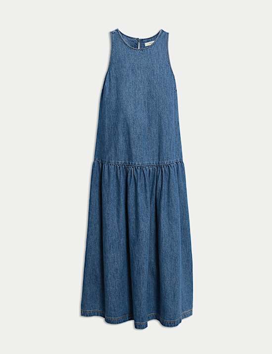 Denim Midaxi Drop Waist Dress