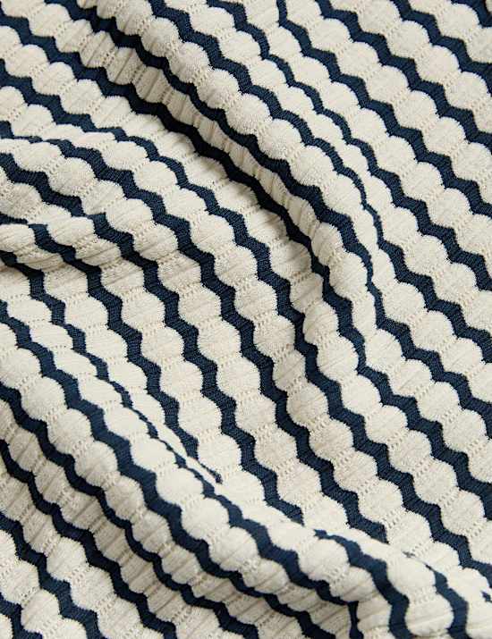 Cotton Blend Striped Mini Skater Dress