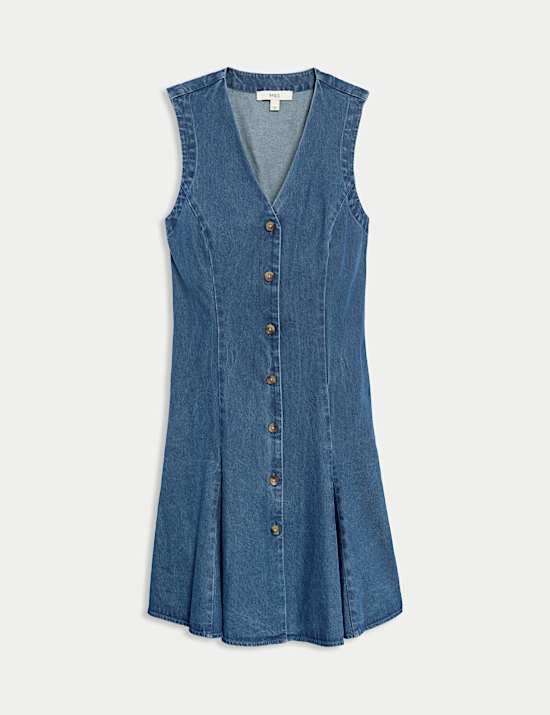 Pure Cotton Denim Mini Skater Dress