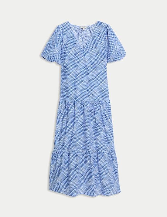 Pure Cotton Midi Relaxed Tiered Dress
