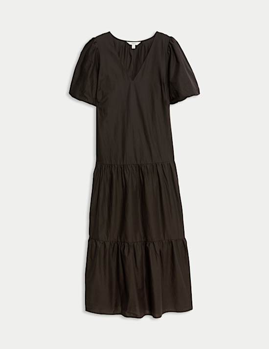 Uvolněné midi šaty z čisté bavlny s řasením