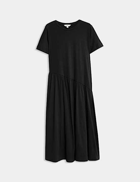Pure Cotton Midi Drop Waist T-Shirt Dress