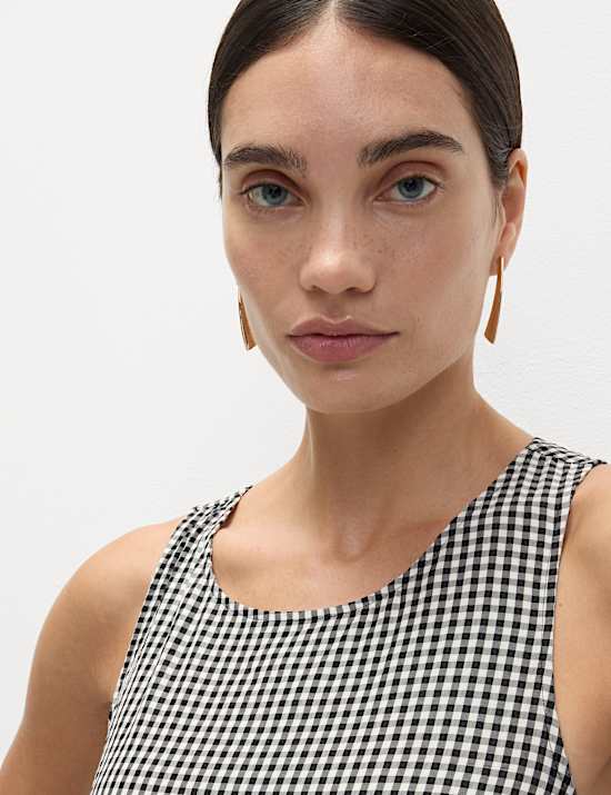 Midaxi-Kleid mit tiefer Taille und Karomuster