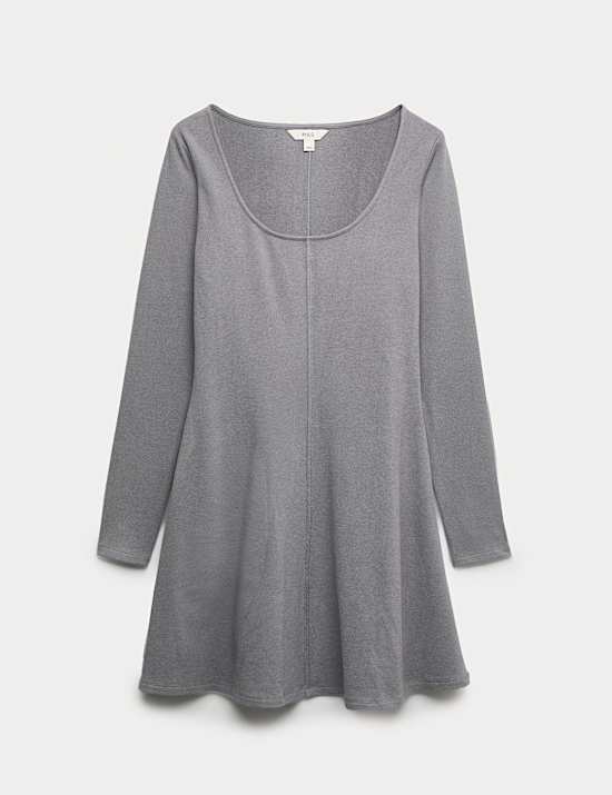 Jersey Cosy Scoop Neck Mini Skater Dress