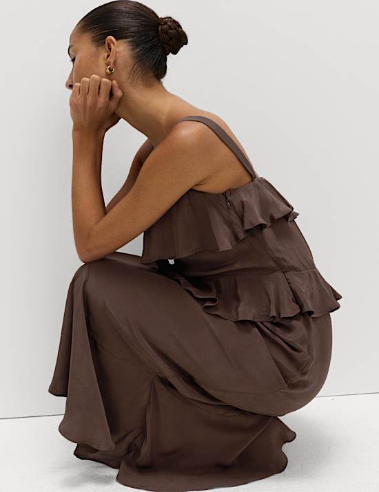 Midi-hemdjurk met hartvormige halslijn en ruches