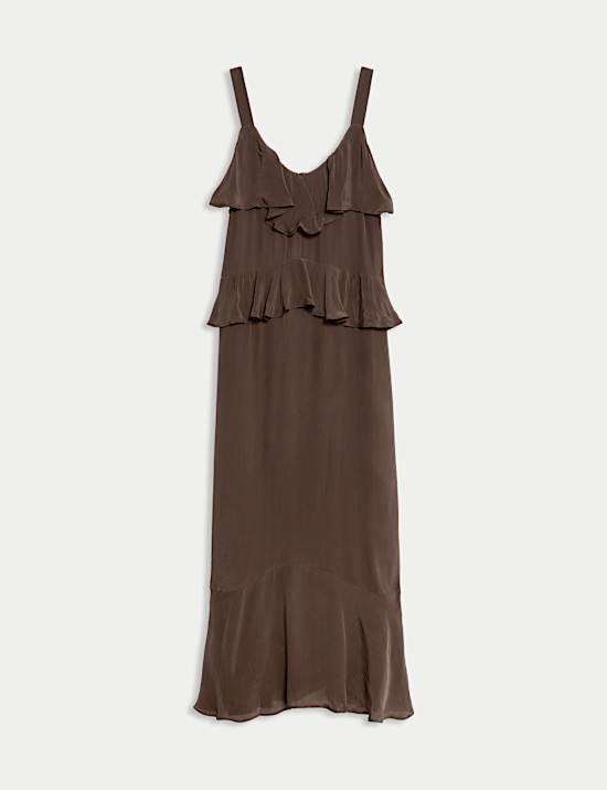 Midi-hemdjurk met hartvormige halslijn en ruches