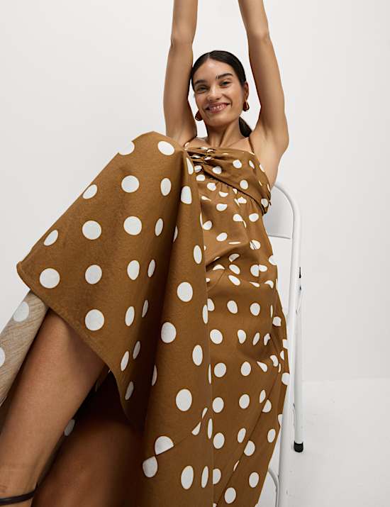 Pure Cotton Polka Dot Midaxi Cami Dress