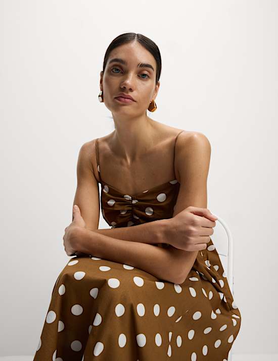 Pure Cotton Polka Dot Midaxi Cami Dress