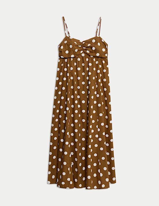 Pure Cotton Polka Dot Midaxi Cami Dress