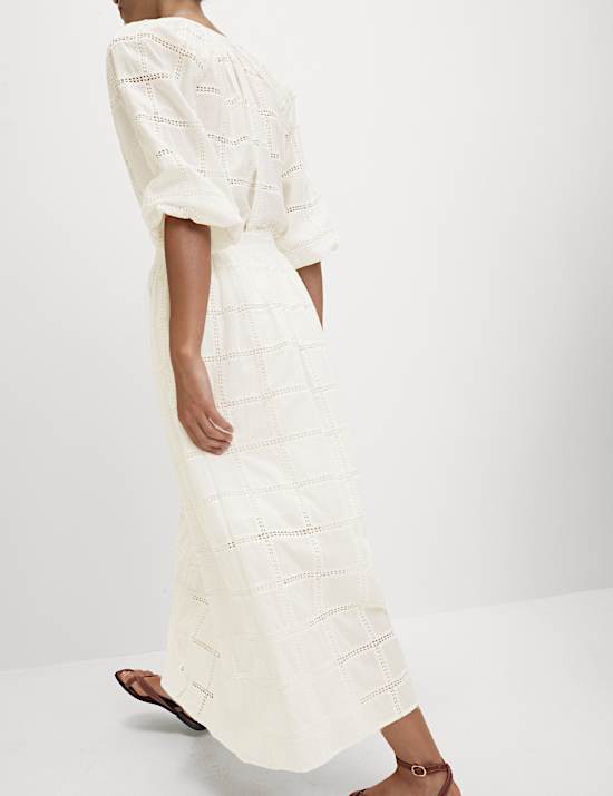 Midaxi sukně &aacute;čkov&eacute;ho střihu z čist&eacute; bavlny s v&yacute;&scaron;ivkou