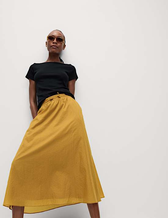 Textured Midi Circle Skirt