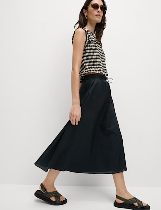 Textured Midi Circle Skirt