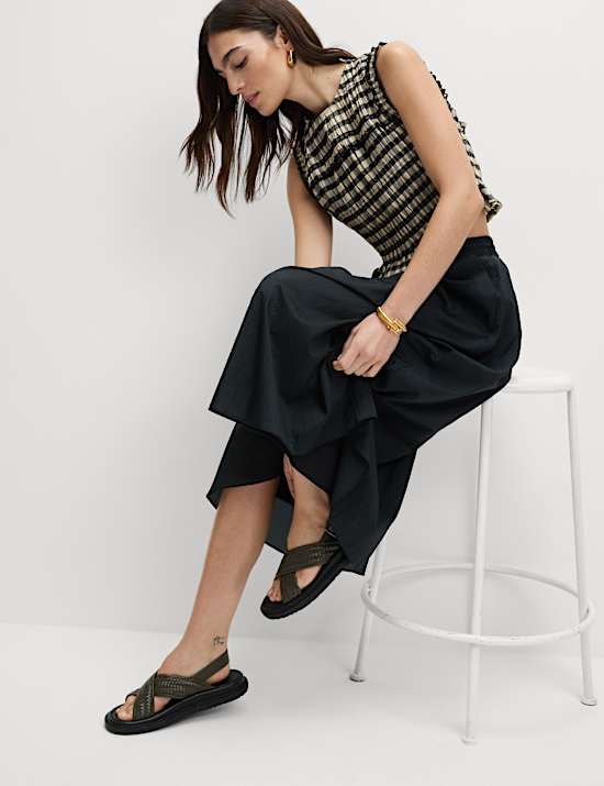 Textured Midi Circle Skirt