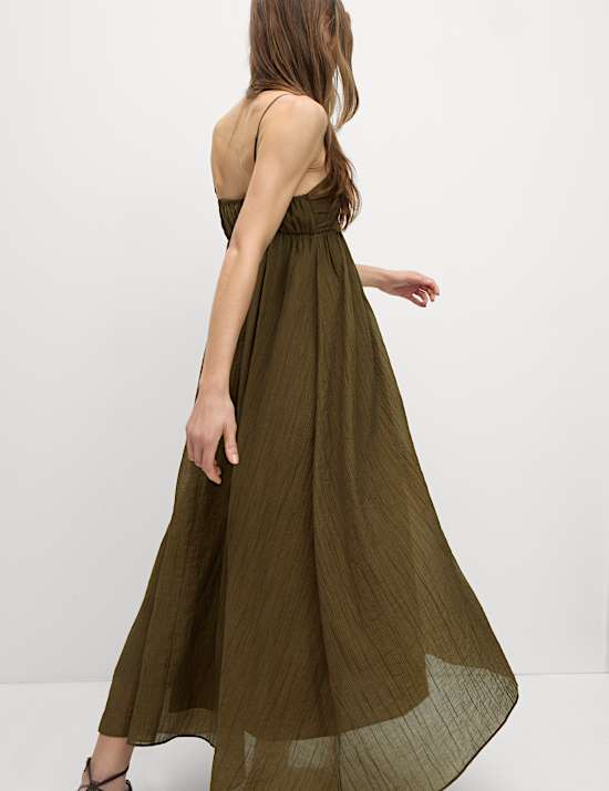 Μίντι-μάξι ριχτό φόρεμα με ανάγλυφη υφή και υψηλή περιεκτικότητα σε lyocell