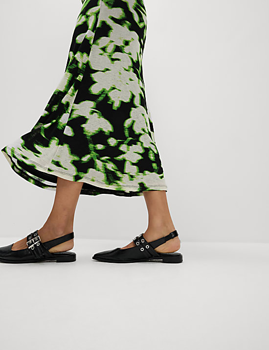 Jersey Printed Midi A-Line Skirt