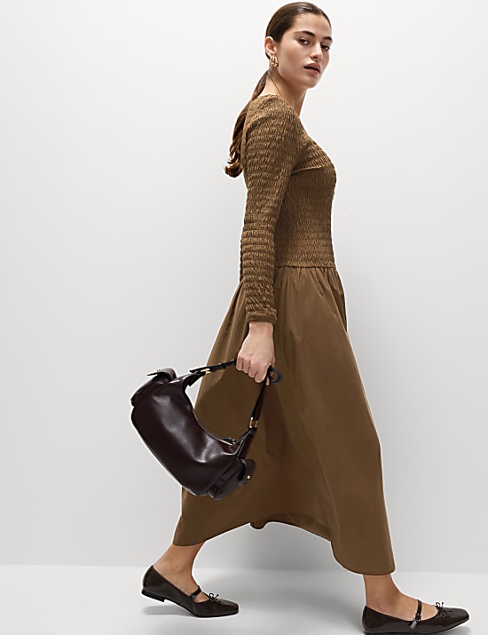 Robe midi taille basse 100 % coton