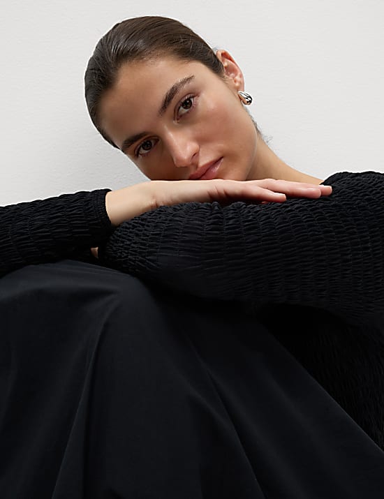 Pure Cotton Midi Drop Waist Dress