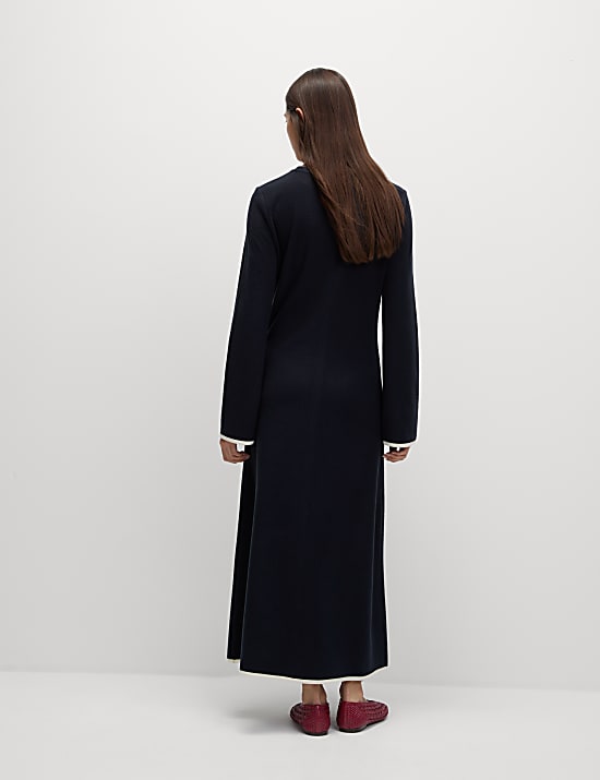 Jersey Round Neck Midi Column Dress