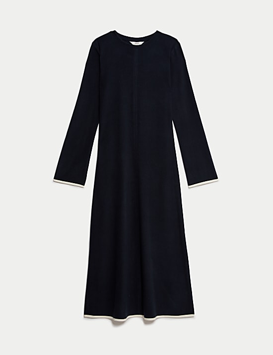 Jersey Round Neck Midi Column Dress