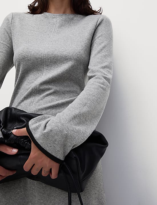 Jersey Round Neck Midi Column Dress