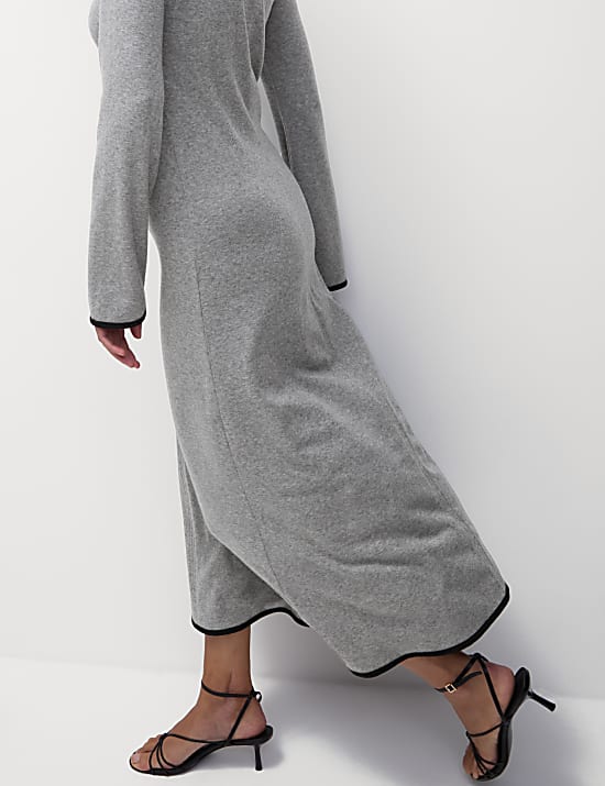 Jersey Round Neck Midi Column Dress