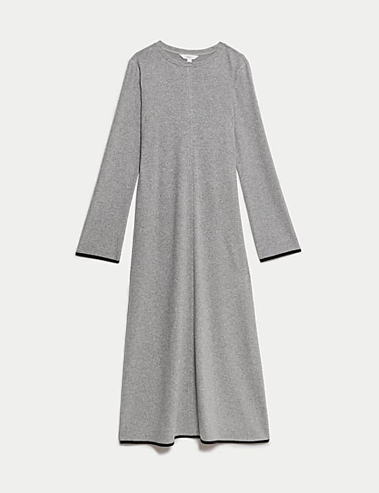 Jersey Round Neck Midi Column Dress