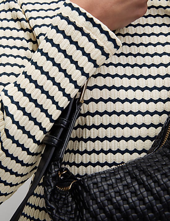 Cotton Blend Striped Midi Skater Dress