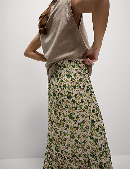 Chiffon Floral Midi Circle Skirt
