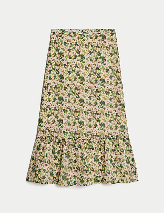 Chiffon Floral Midi Circle Skirt