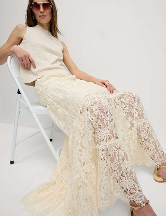 Lace Maxi Tiered Skirt
