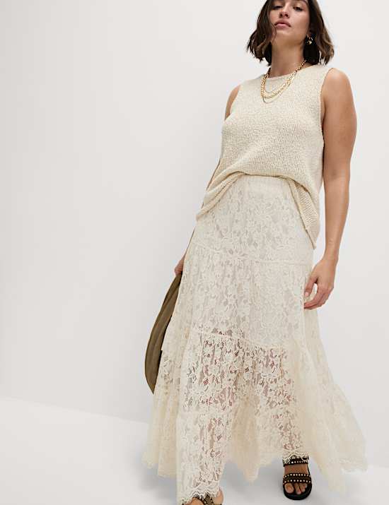 Lace Maxi Tiered Skirt