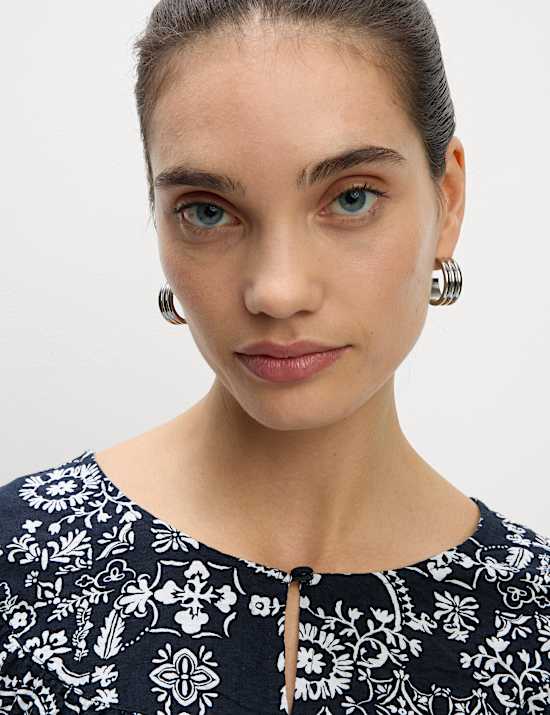 Cotton Rich Printed Mini Swing Dress