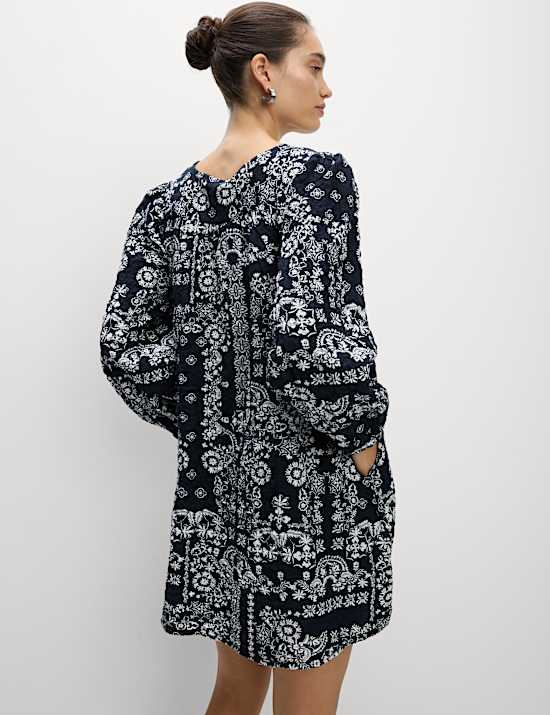 Cotton Rich Printed Mini Swing Dress