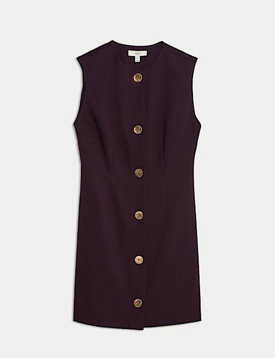 Button Detail Mini Shift Dress