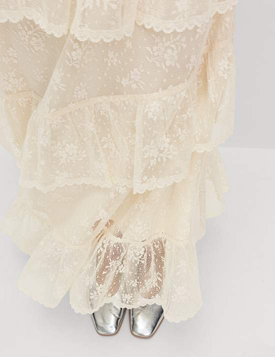 Lace Maxi Tiered Skirt