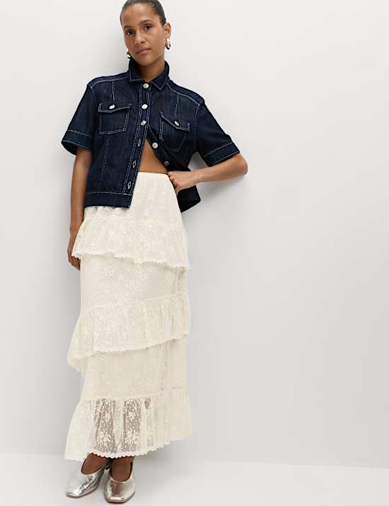 Lace Maxi Tiered Skirt